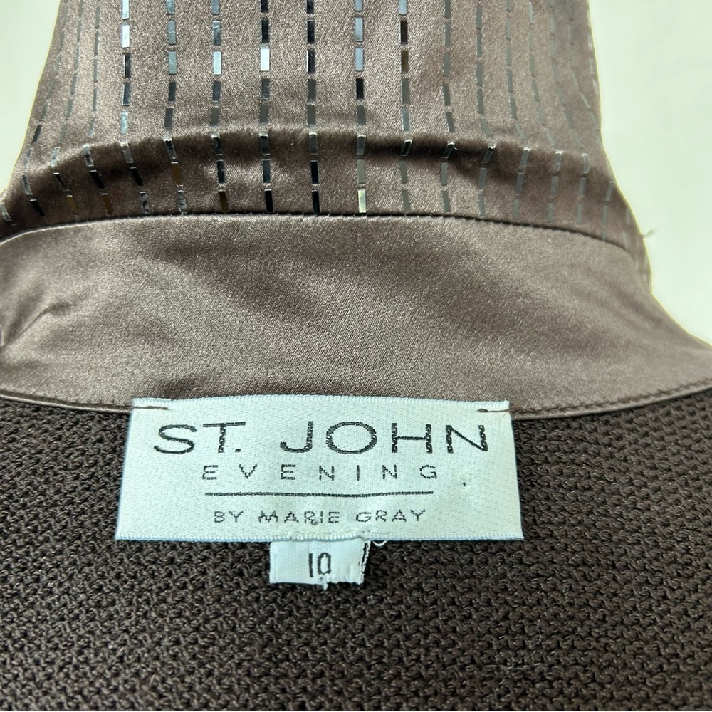 St. John Evening Classic Brown Wool Blend Knit Blazer Jacket Sz. 10 - Picture 8 of 10